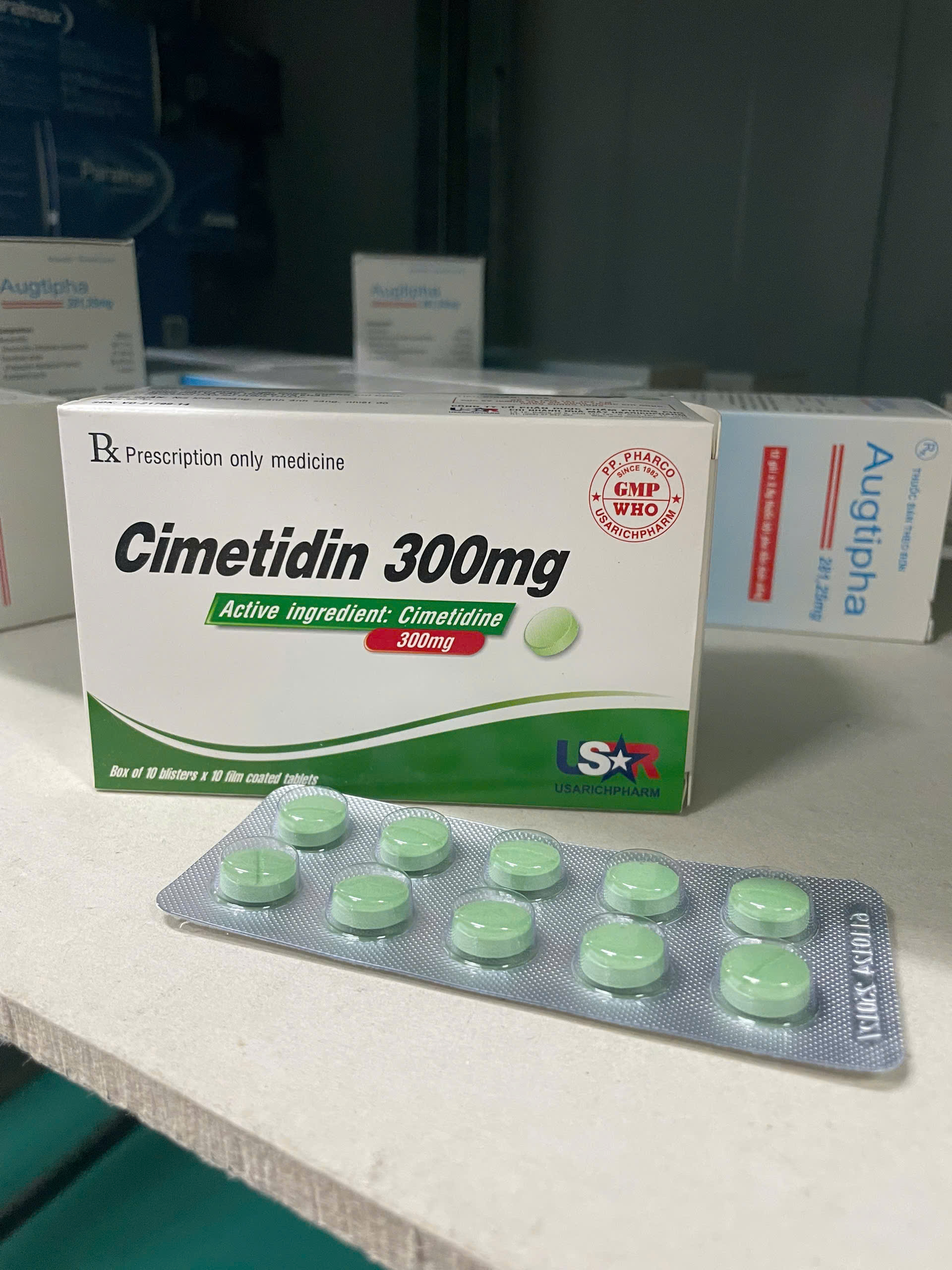 3521. Cimetidin 300 - (Cimetidin 300mg) - [Thùng 200 Hộp; hộp 10 Vỉ; Vỉ 10 Viên] Pp.pharco - Việt Nam
