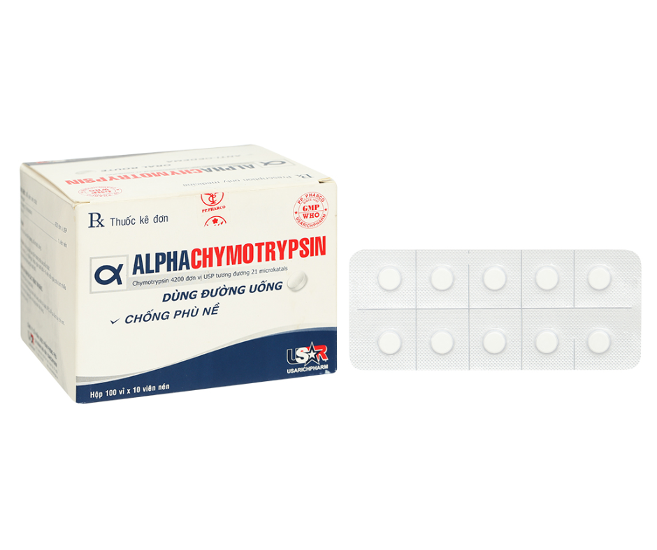 3547. Alphachymotrypsin - (Alphachymotrypsin 4200USP) - [Thùng 36 Hộp; Hộp 100 Vỉ; Vỉ 10 Viên] Pp.pharco - Việt Nam