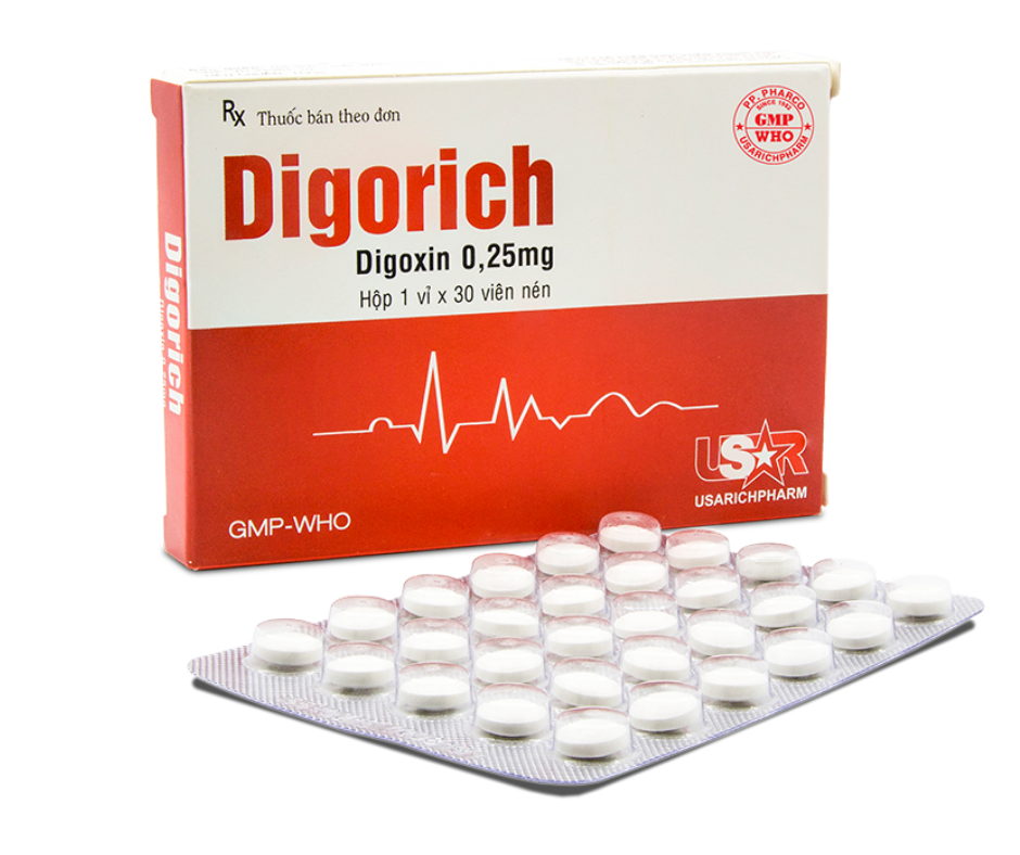 3548. Digorich - (Digoxin 0.25mg) - [Thùng 600 Hộp; Hộp 1 Vỉ; Vỉ 30 Viên] Pp.pharco - Việt Nam