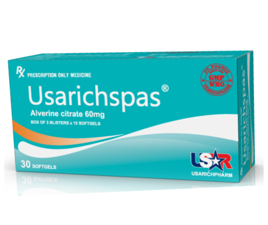 3551. Usarichpas - (Alverin citrat 60mg) - [Thùng 350 Hộp; Hộp 3 Vỉ; Vỉ 10 Viên] Pp.pharco - Việt Nam