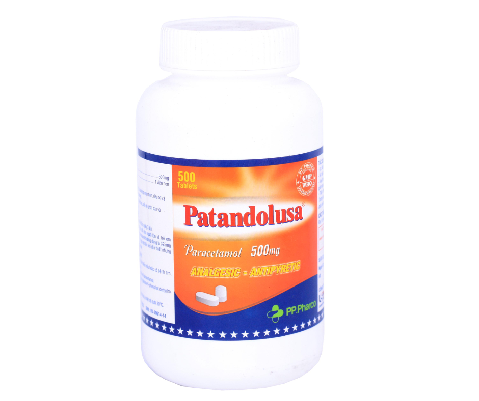 3585. Patandolusa (Nén Trắng) - (Paracetamol 500mg) - [Thùng 60 Chai; Chai 500 Viên] Pp.pharco - Việt Nam