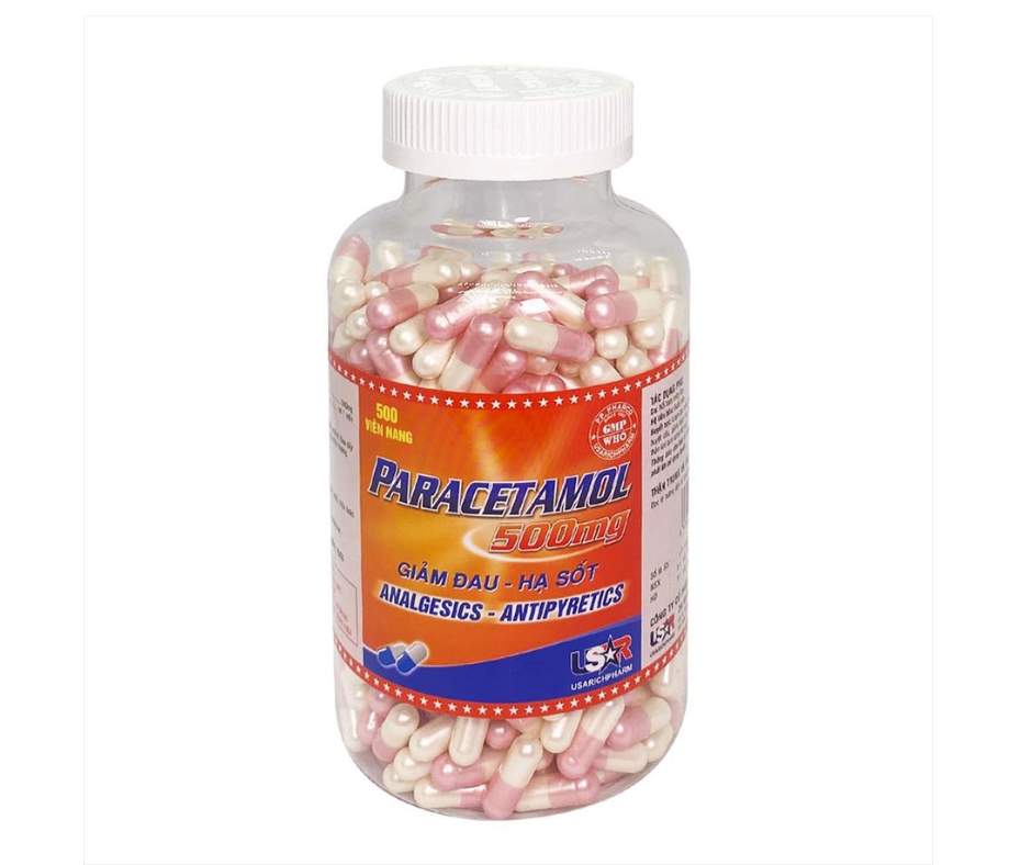 3638. Paracetamol (màu ngẫu nhiên) - (Paracetamol 500mg) - [Thùng 40 Chai; Chai 500 Viên] Pp.pharco - Việt Nam