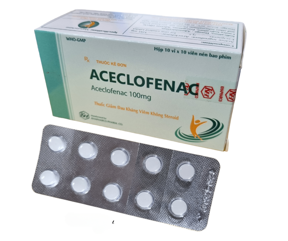 3639. Aceclofenac - (Aceclofenac 100mg) - [Thùng 231 hộp; hộp 10 vỉ; vỉ 10 viên] Khánh Hòa - Việt Nam