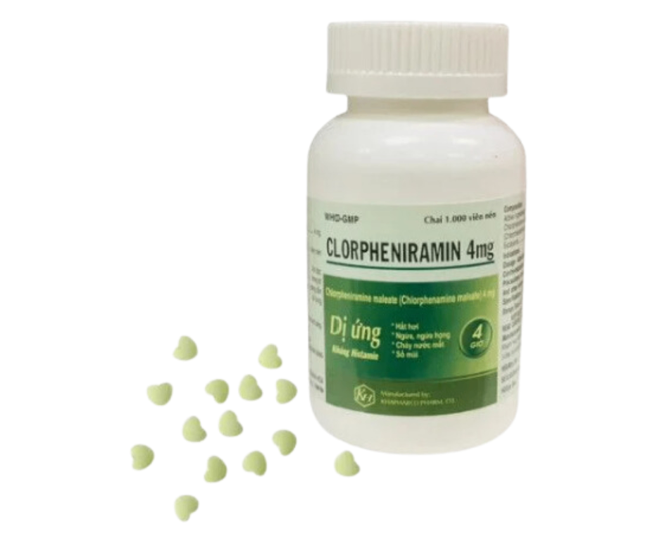 3663. Clorpheniramin 4Mg - (Chlorpheniramin maleat 4mg) - [Thùng 70 chai; chai 1000 viên] Khánh Hòa - Việt Nam
