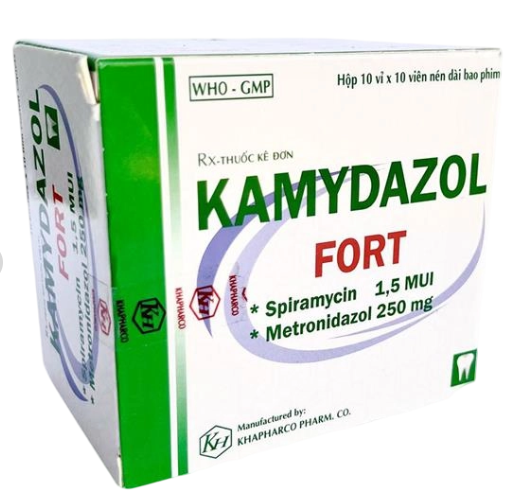 3710. Kamydazol Fort - (Spiramycin 500.000UI + Metronidazole 250mg) - [Thùng 112 hộp; hộp 10 vỉ; vỉ 10 viên] Khánh Hòa - Việt Nam