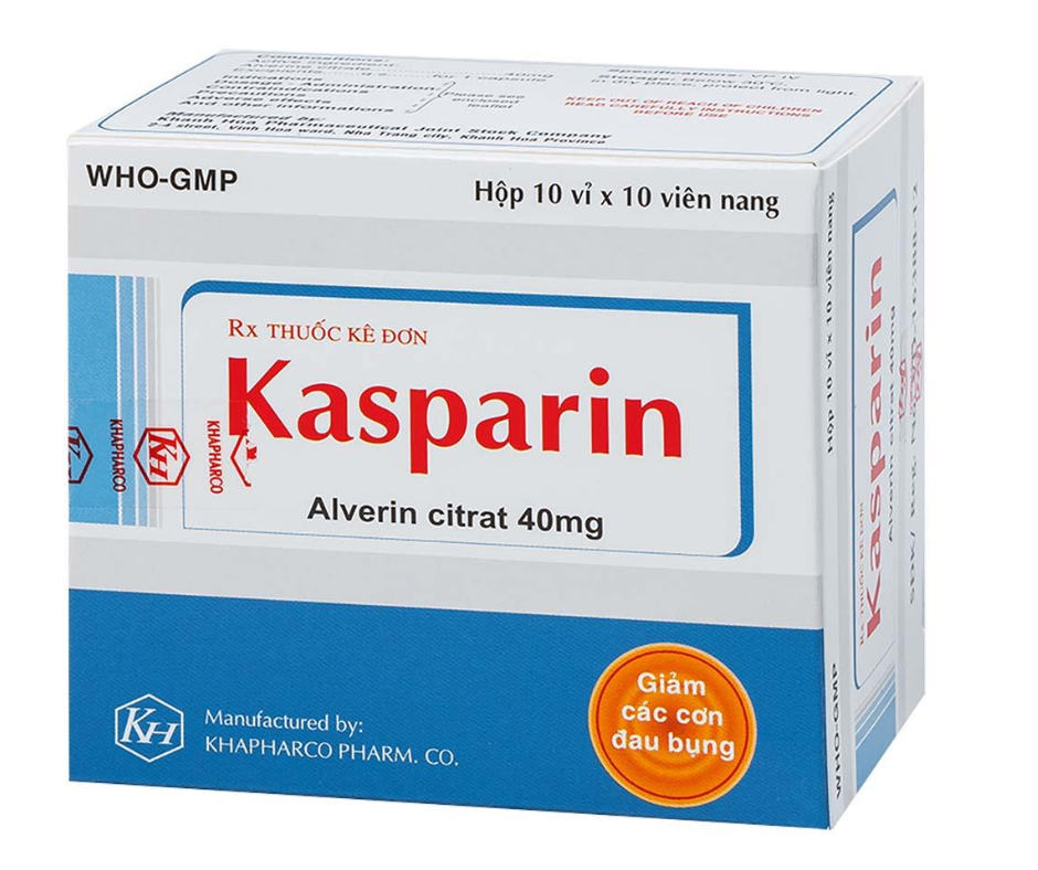 3714. Kasparin - (Alverin citrate 40mg) - [Thùng 240 hộp; hộp 10 vỉ; vỉ 10 viên] Khánh Hòa - Việt Nam
