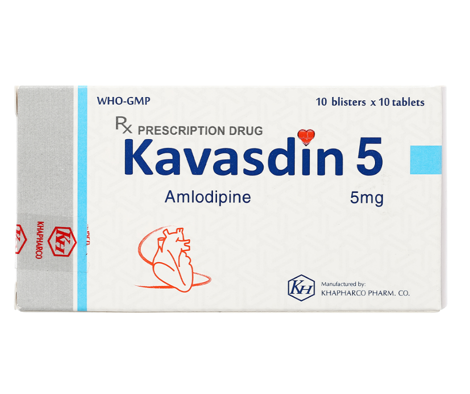 3719. Kavasdin 5 - (Amlodipin 5mg) - [Thùng 336 hộp; hộp 10 vỉ; vỉ 10 viên] Khánh Hòa - Việt Nam
