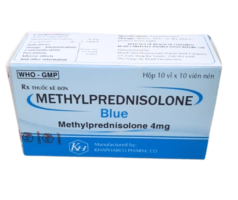 3733. Methylprednisolon Blue - (Methyl prednisolon 4mg) - [Thùng 336 hộp; hộp 10 vỉ; vỉ 10 viên] Khánh Hòa - Việt Nam