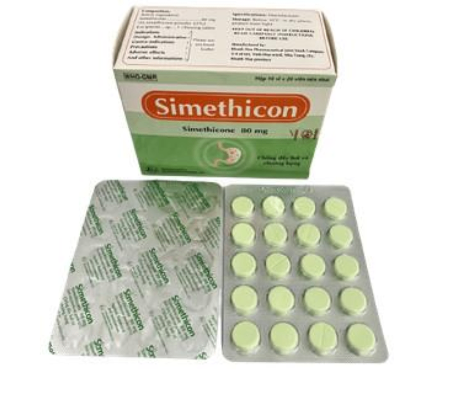 3756. Simethicon - (Simethicon 80mg) - [Thùng 96 hộp; hộp 10 vỉ; vỉ 20 viên] Khánh Hòa - Việt Nam