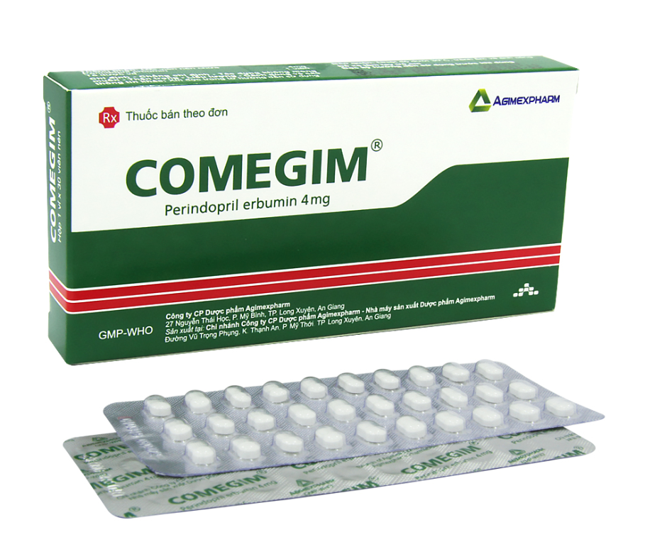3803. Comegim 4Mg - (Perindopril erbumine 4mg) - [Thùng 150 Hộp; Hộp 1 Vỉ; Vỉ 30 Viên] Agimexpharm - Việt Nam