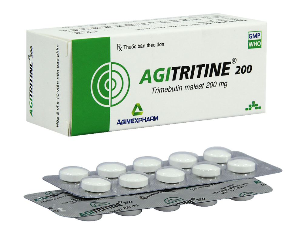 3839. Agitritine 200 - (Trimebutine 200mg) - [Thùng 240 Hộp; Hộp 5 Vỉ; Vỉ 10 Viên] Agimexpharm - Việt Nam