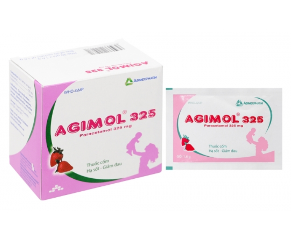 3850. Agimol 325 - (Paracetamol 325mg) - [Thùng 120 Hộp; Hộp 30 Gói; Gói 1.6 G] Agimexpharm - Việt Nam