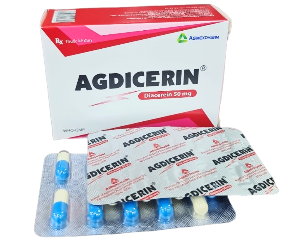 3861. Agdicerin 50Mg - (Diacerein 50mg) - [Thùng 180 Hộp; Hộp 3 Vỉ; Vỉ 10 Viên] Agimexpharm - Việt Nam