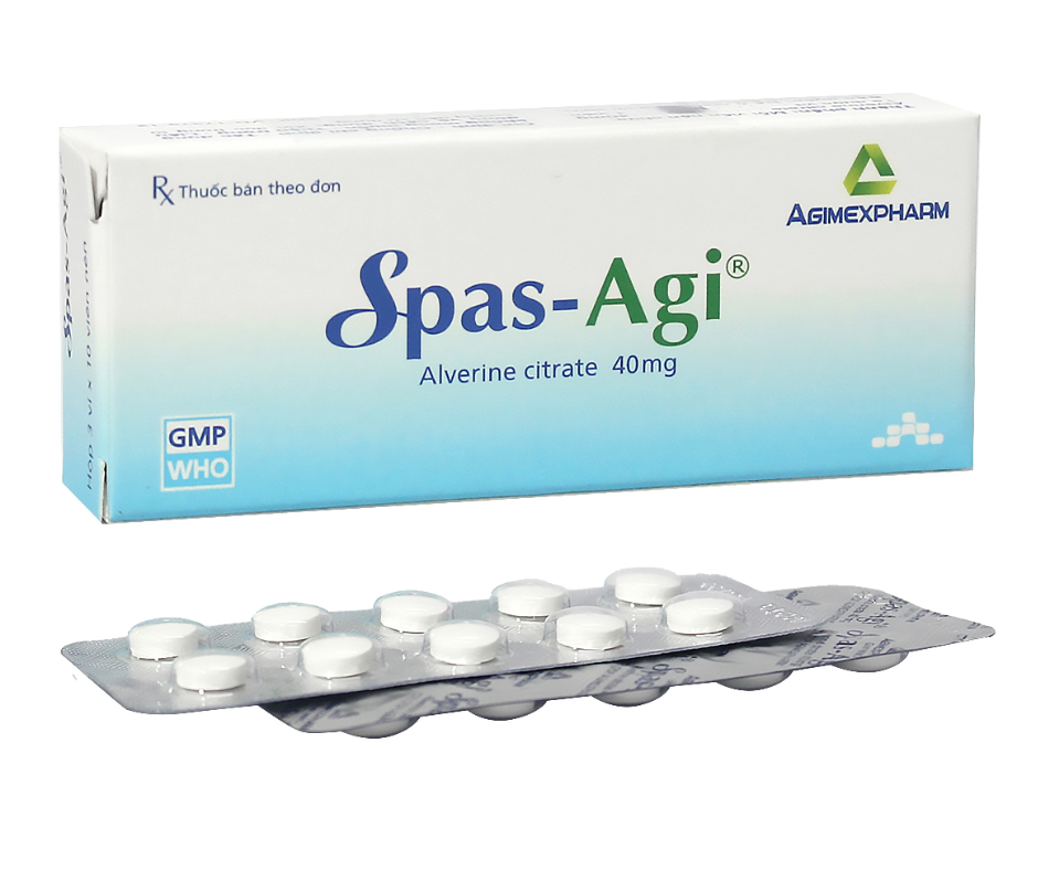 3915. Spas-Agi 40 - (Alverin citrat 40mg) - [Thùng 360 Hộp; Hộp 3 Vỉ; Vỉ 10 Viên] Agimexpharm - Việt Nam