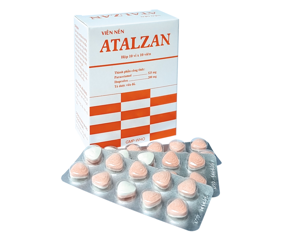 3946. Atalzan - (Paracetamol 325mg + Ibuprofen 200mg) - [Thùng 90 Hộp; Hộp 10 Vỉ; Vỉ 10 Viên] Bình Thuận - Việt Nam