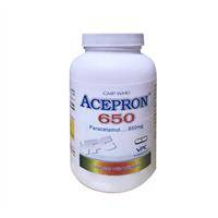 3960. Acepron 650 - (Paracetamol 650mg) - [Thùng 40 Chai; Chai 200 Viên] Cửu Long - Việt Nam