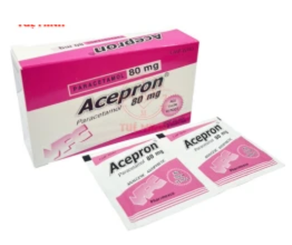 3961. Acepron 80 - (Paracetamol 80mg) - [Thùng 96 hộp; hộp 20 gói; gói 1.5 g] Cửu Long - Việt Nam
