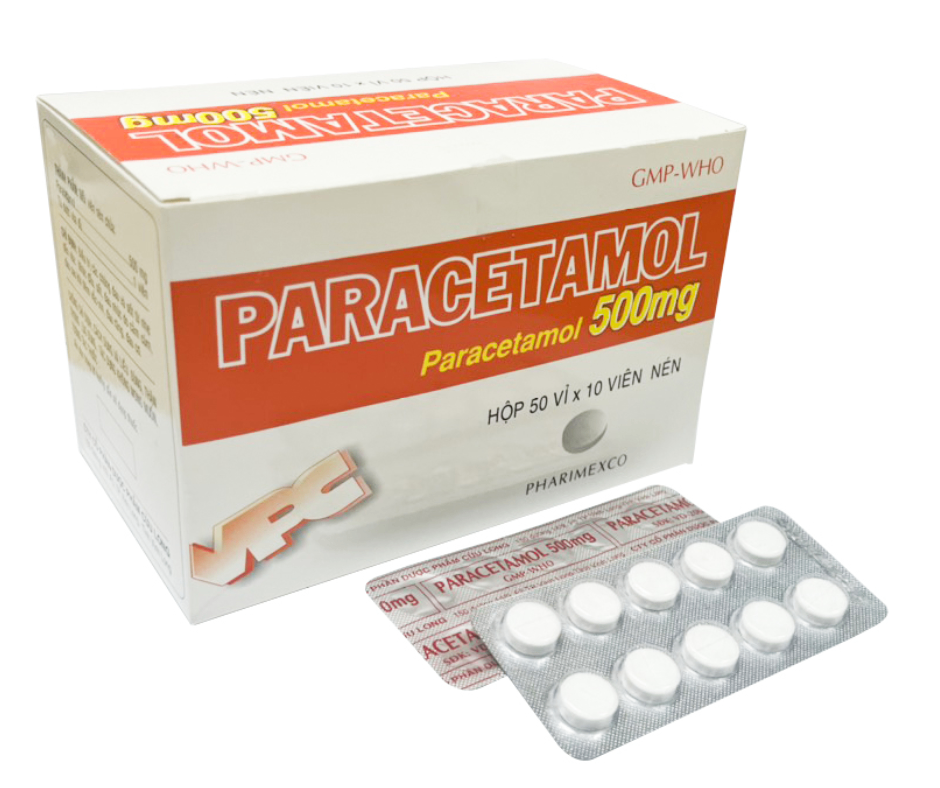 3975. Paracetamol - (Paracetamol 500mg) - [Thùng 18 Hộp; Hộp 50 Vỉ; Vỉ 10 Viên] Cửu Long - Việt Nam
