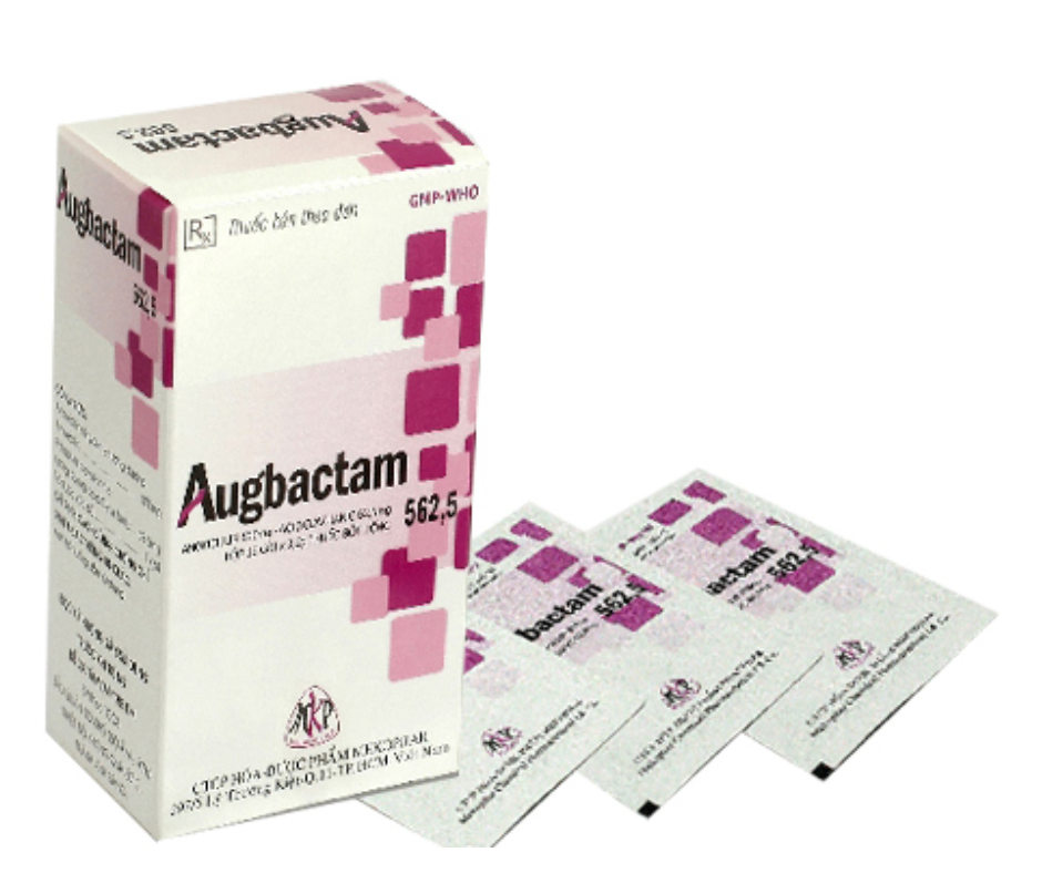3993. Augbactam 562.5 - (Amoxicilin 500mg + Acid clavulanic 62.5mg) - [Thùng 96 Hộp; Hộp 12 Gói; Gói 3.2 G] Mekophar - Việt Nam