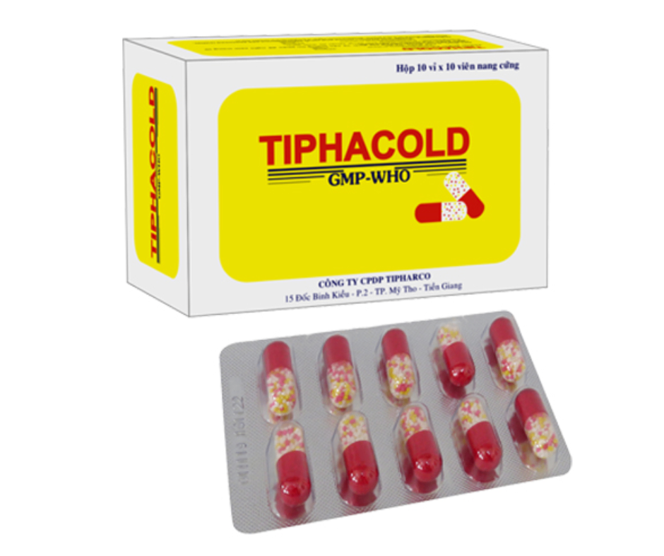 4044. Tiphacold - (Paracetamol 325mg + Clopheniramin maleat 2mg) - [Thùng 105 Hộp; Hộp 10 Vỉ; Vỉ 10 Viên] Tipharco - Việt Nam