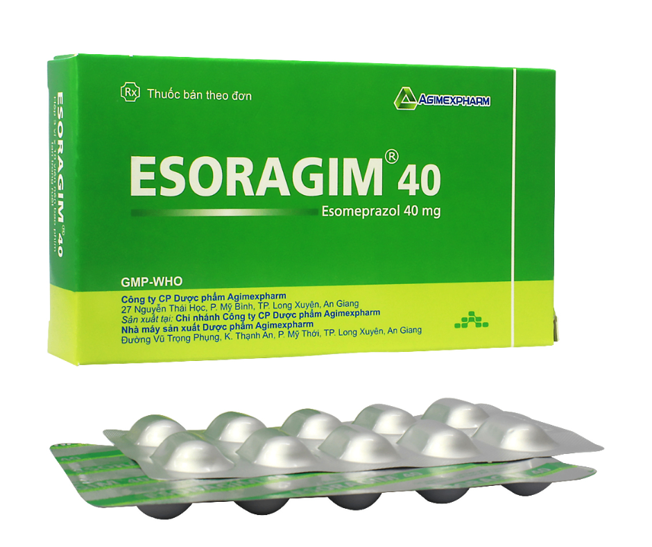 4073. Esoragim 40 - (Esomeprazol 40mg) - [Thùng 120 Hộp; Hộp 3 Vỉ; Vỉ 10 Viên] Agimexpharm - Việt Nam