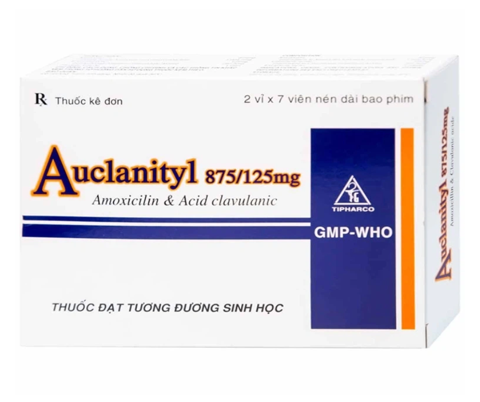 1451. Auclanityl 875/125Mg - (Amoxicilin 875mg + Acid clavulanic 125mg) - [Thùng 143 Hộp; Hộp 2 Vỉ; Vỉ 7 Viên] Tipharco - Việt Nam
