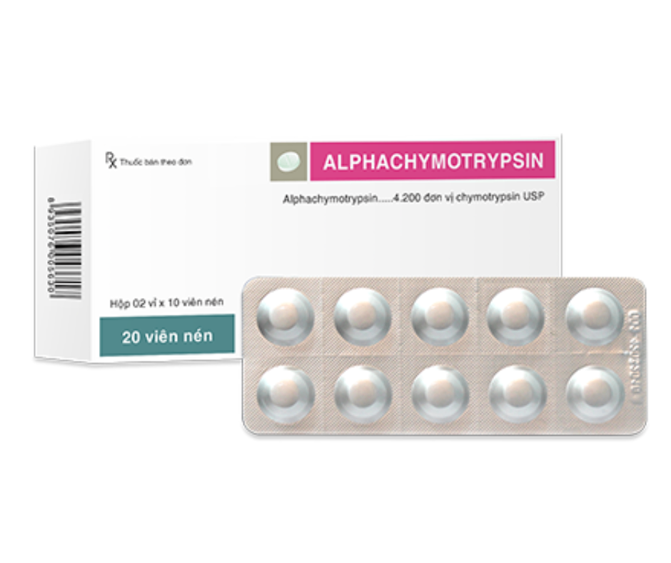 2048. Alphachymotrypsin - (Alphachymotrypsin 4.2mg) - [Thùng 260 Hộp; Hộp 2 Vỉ; Vỉ 10 Viên] Trà Vinh - Việt Nam