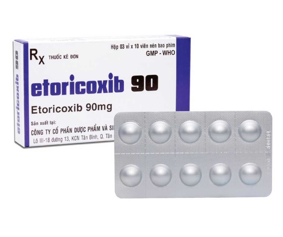3220. Etoricoxib 90 - (Etoricoxib 90mg) - [Thùng 370 Hộp; Hộp 3 Vỉ; Vỉ 10 Viên] Cty Cp Dp Và Sinh Học Y Tế - Mebiphar