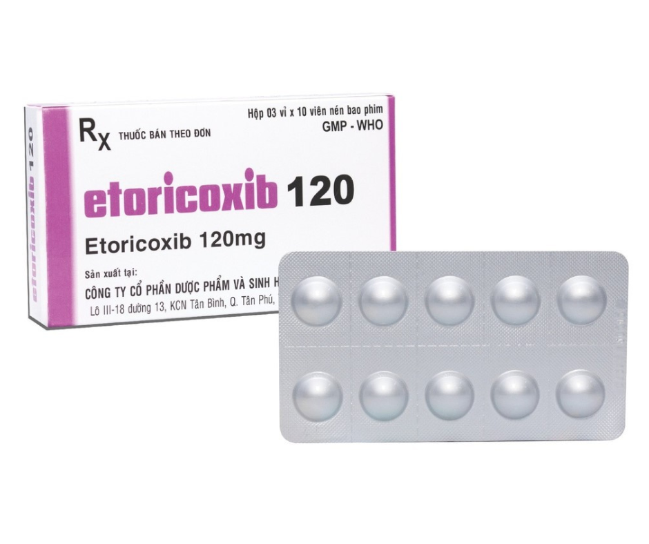 3376. Etoricoxib 120 - (Etoricoxib 120mg) - [Thùng 370 Hộp; Hộp 3 Vỉ; Vỉ 10 Viên] Cty Cp Dp Và Sinh Học Y Tế - Mebiphar