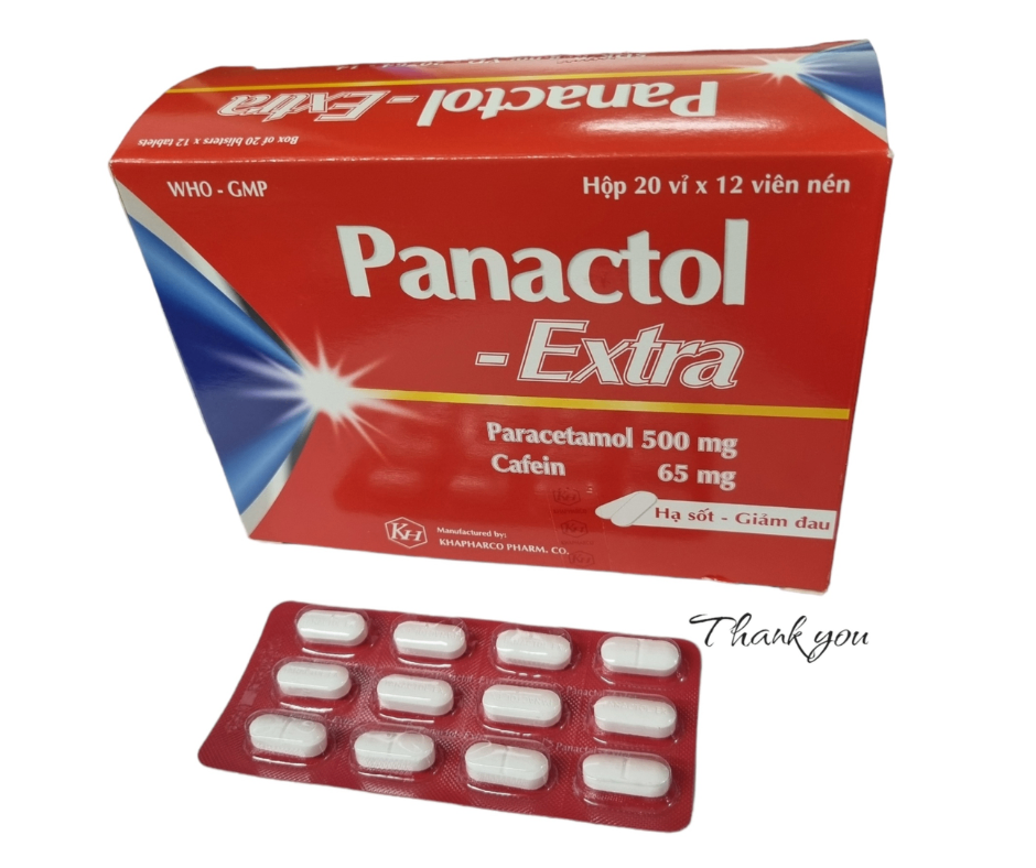 1618. Panactol Extra - (Acetaminophen 500mg + Cafein 65mg) - [Thùng 63 Hộp; Hộp 20 Vỉ; Vỉ 12 Viên] Khánh Hòa - Việt Nam