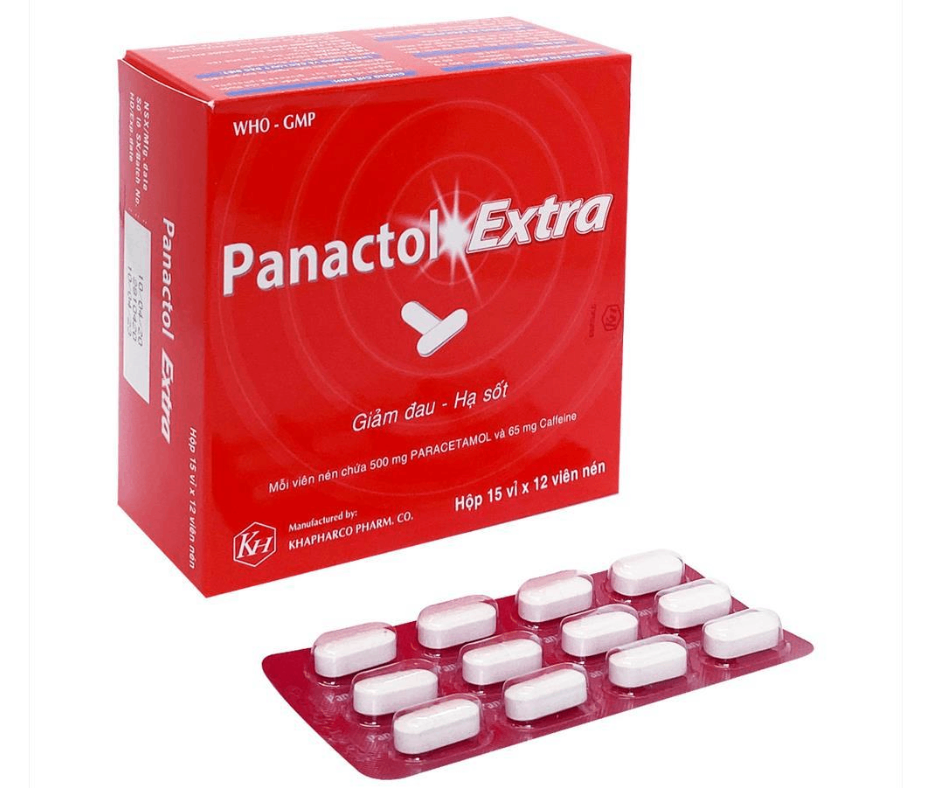 1718. Panactol Extra - (Acetaminophen 500mg + Cafein 65mg) - [Thùng 84 hộp; hộp 15 vỉ; vỉ 12 viên] Khánh Hòa - Việt Nam