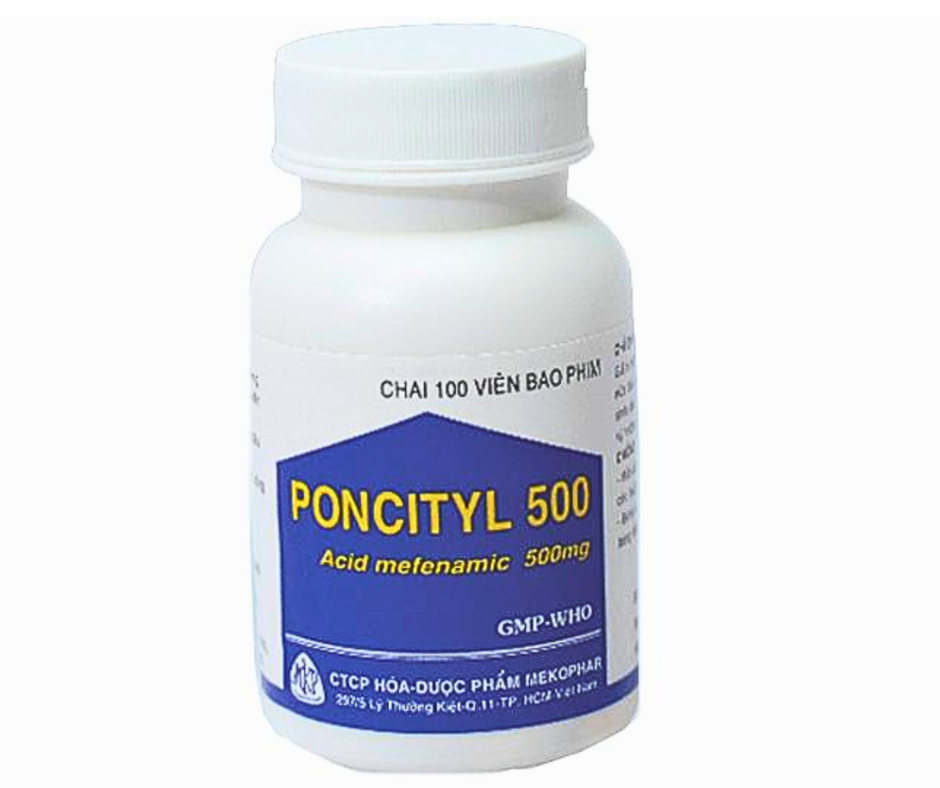 4106. Poncityl 500 Vbf - (Acid Mefenamic 500mg) - [Thùng 94 chai; chai 100 viên] Mekophar - Việt Nam