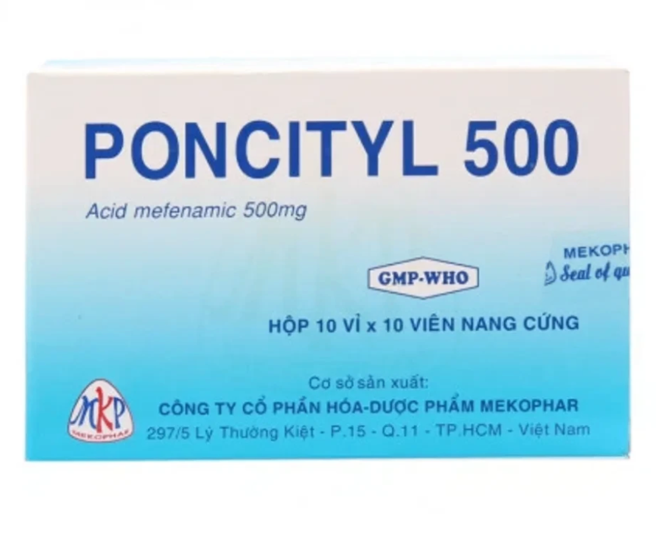 4107. Poncityl 500 Vna - (Acid Mefenamic 500mg) - [Thùng 56 Hộp; Hộp 10 Vỉ; Vỉ 10 Viên] Mekophar - Việt Nam