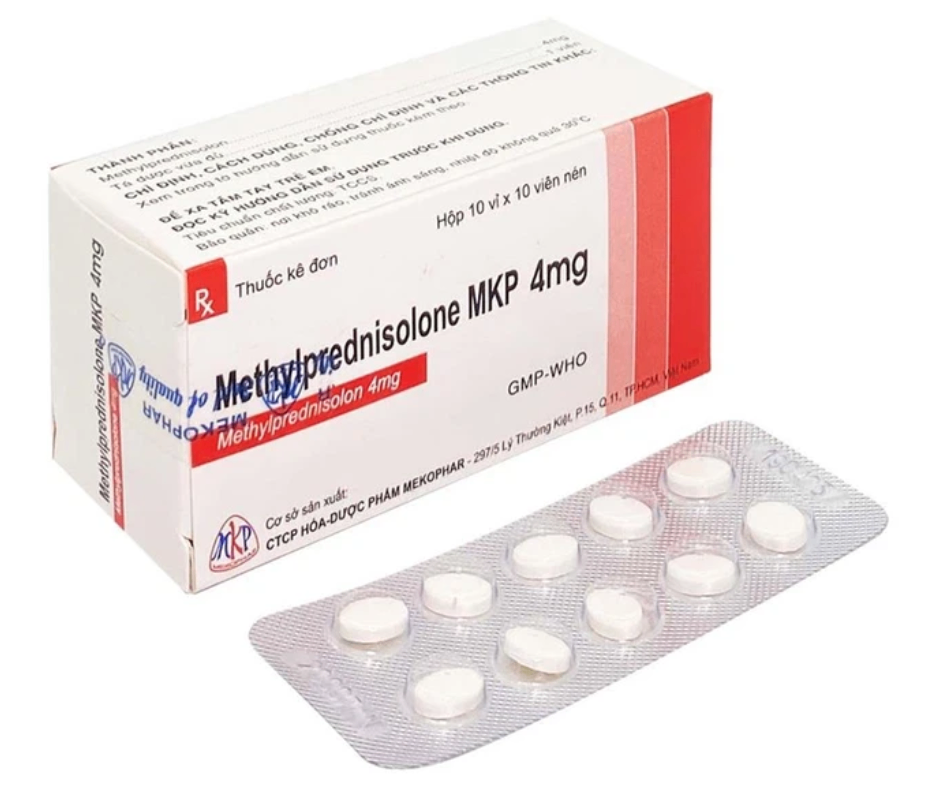 4108. Methylprednisolone Mkp 4Mg - (Methylprednisolone acetat 4mg) - [Thùng 180 Hộp; Hộp 10 Vỉ; Vỉ 10 Viên] Mekophar - Việt Nam