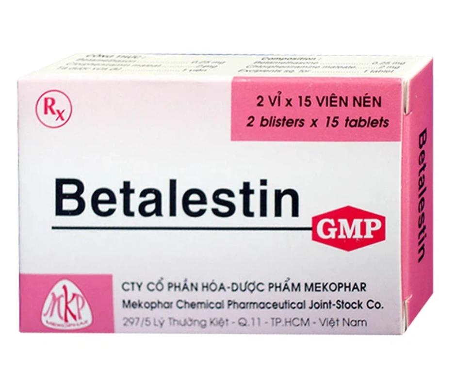 3455. Betalestin Vne - (Betamethason 0.25mg + Clopheniramin 2mg) - [Thùng 276 hộp; hộp 2 vỉ; vỉ 15 viên] Mekophar - Việt Nam