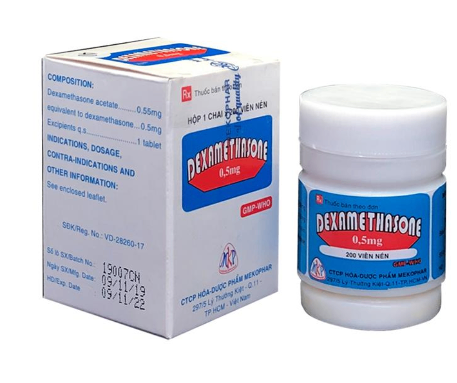 3976. DEXAMETHASONE 0,5mg - (Dexamethason acetat 0.5mg) - [Thùng 210 Chai; Chai 200 Viên] Mekophar - Việt Nam