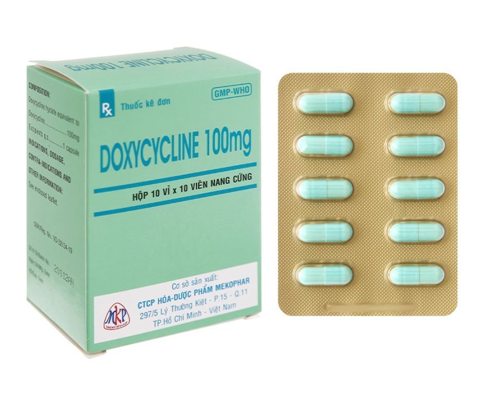 2365. Doxiciclin 100 - (Doxiciclin 100mg) - [Thùng 72 hộp; hộp 10 vỉ; vỉ 10 viên] Mekophar - Việt Nam