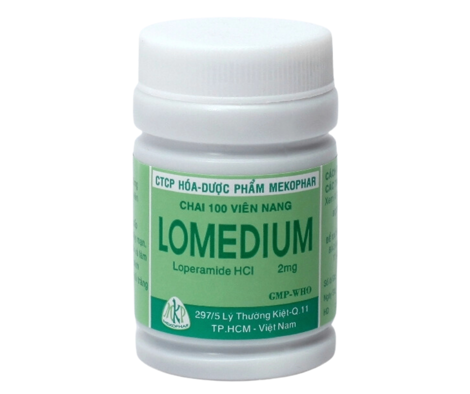 4117. Lomedium Vna - (Loperamid hydroclorid 2mg) - [Thùng 168 chai; chai 100 viên] Mekophar - Việt Nam