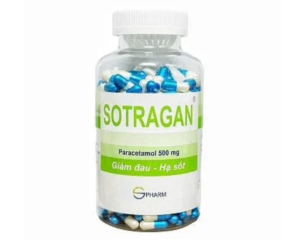 1845. Sotragan 500 Xanh - (Paracetamol 500mg) - [Thùng 36 chai; chai 500 viên] S.pharm - Việt Nam