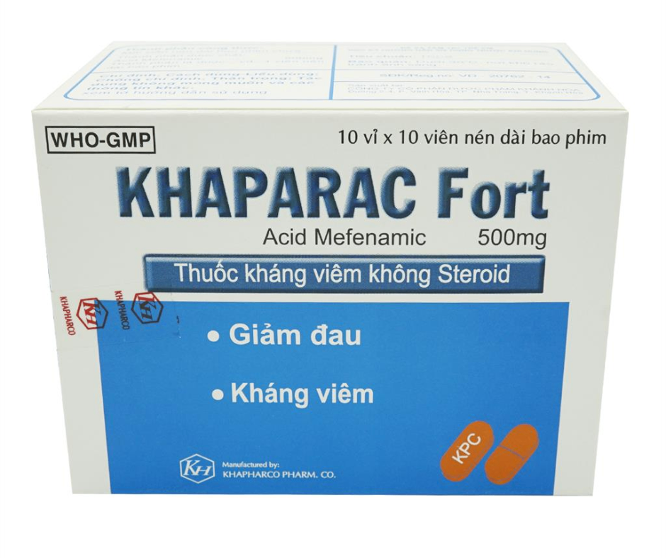 4182. Khaparac-Fort - (Acid Mefenamic 500mg) - [Thùng 80 hộp; hộp 10 vỉ; vỉ 10 viên] Khánh Hòa - Việt Nam