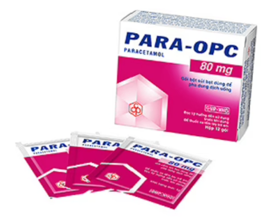 4243. Para-Opc 80Mg - (Paracetamol 80mg) - [Thùng 100 hộp; hộp 12 gói; gói 510 mg] Opc - Việt Nam