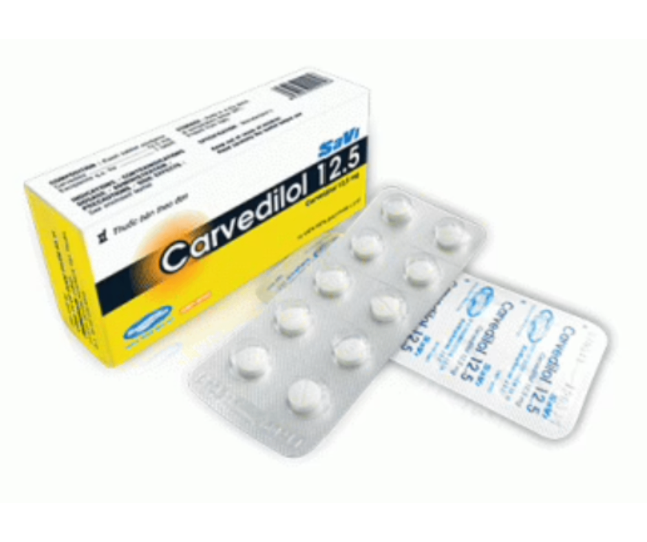 4180. Savi Carvedilol 12.5 - (Carvedilol 12.5mg) - [Thùng 264 hộp; hộp 3 vỉ; vỉ 10 viên] Savipharm - Việt Nam