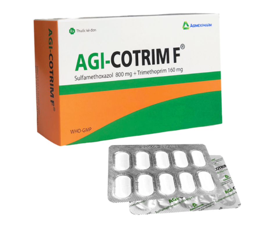 4263. Agi-Cotrim F 960 - (Sulfamethoxazol 800mg + Trimethoprim 160mg) - [Thùng 84 hộp; hộp 10 vỉ; vỉ 10 viên] Agimexpharm - Việt Nam
