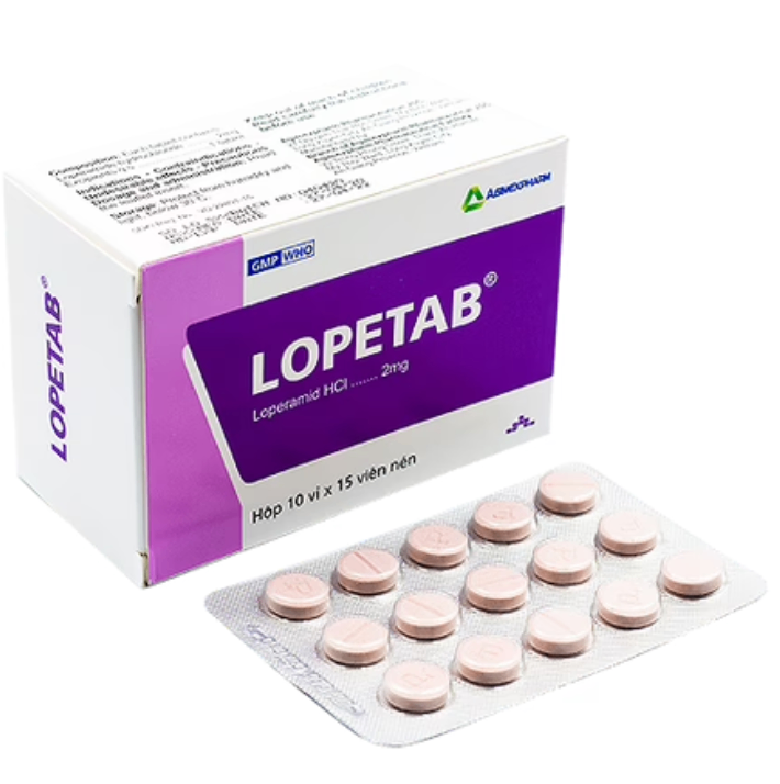 4259. Lopetab Nen - (Loperamid hydroclorid 2mg) - [Thùng 125 hộp; hộp 10 vỉ; vỉ 15 viên] Agimexpharm - Việt Nam
