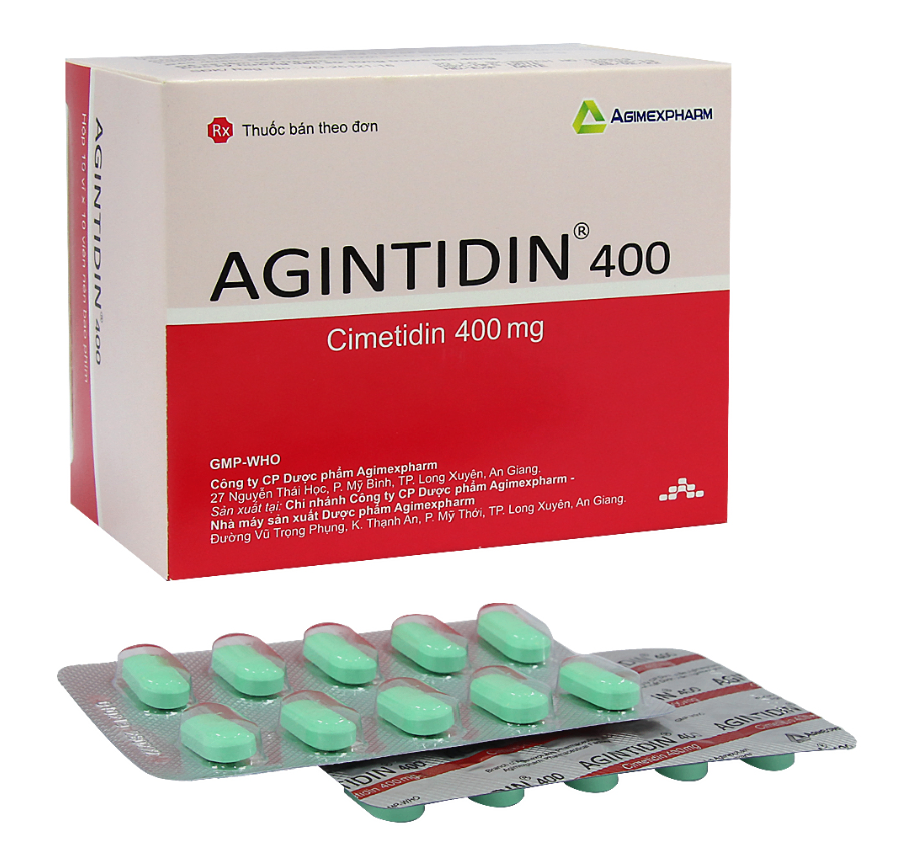 4260. Agintidin 400Mg Bf - (Cimetidin 400mg) - [Thùng 72 hộp; hộp 10 vỉ; vỉ 10 viên] Agimexpharm - Việt Nam