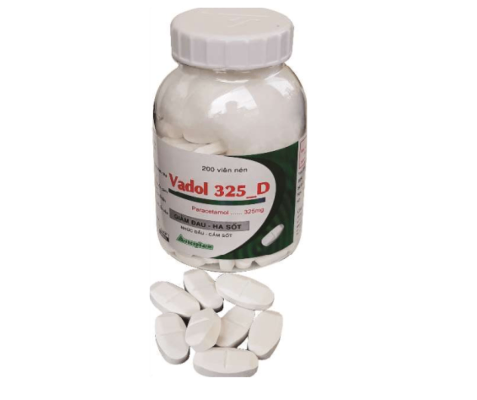 4513. Vadol 325_D - (Paracetamol 325mg) - [Thùng 80 chai; chai 200 viên] Vacopharm - Việt Nam