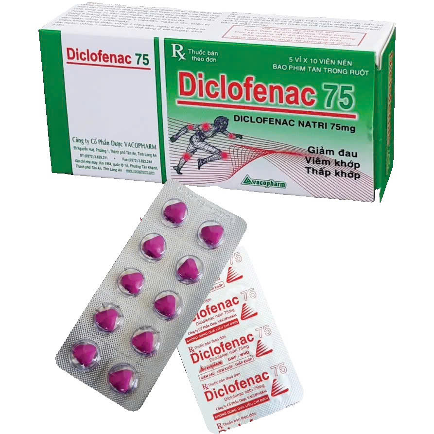 4462. Diclofenac 75 (Tg Nau) - (Diclofenac natri 75mg) - [Thùng 240 hộp; hộp 5 vỉ; vỉ 10 viên] Vacopharm - Việt Nam