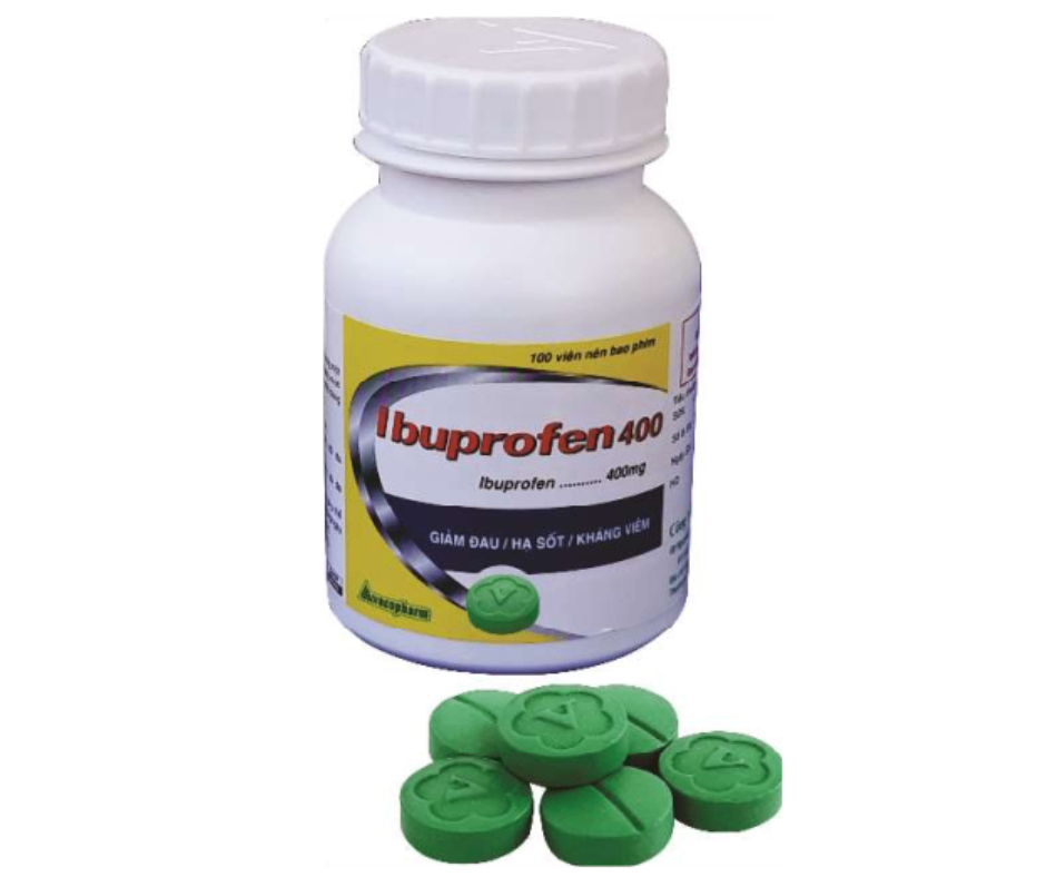4484. Ibuprofen 400 - (Ibuprofen 400mg) - [Thùng 70 chai; chai 100 viên] Vacopharm - Việt Nam