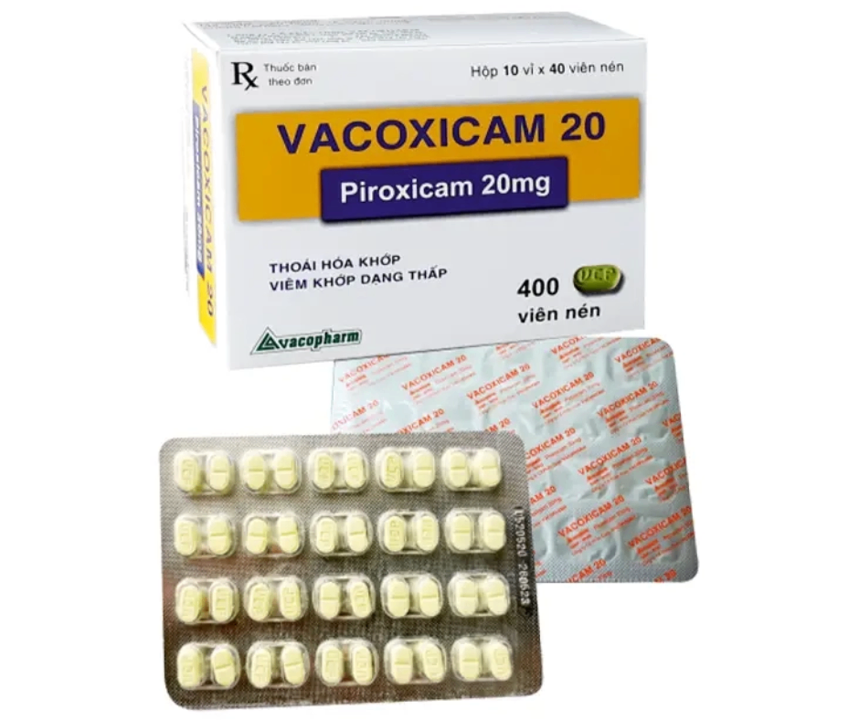 4550. Vacoxicam 20 - (Piroxicam 20mg) - [Thùng 48 hộp; hộp 10 vỉ; vỉ 40 viên] Vacopharm - Việt Nam