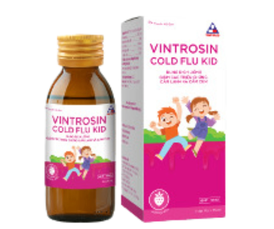 4399. Vintrosin Cold Flu Kid - (Paracetamol 162.5mg + Dextromethorphan HBr 5mg + Guaifenesin 100mg) - [chai 75 ml] Vinphaco - Việt Nam